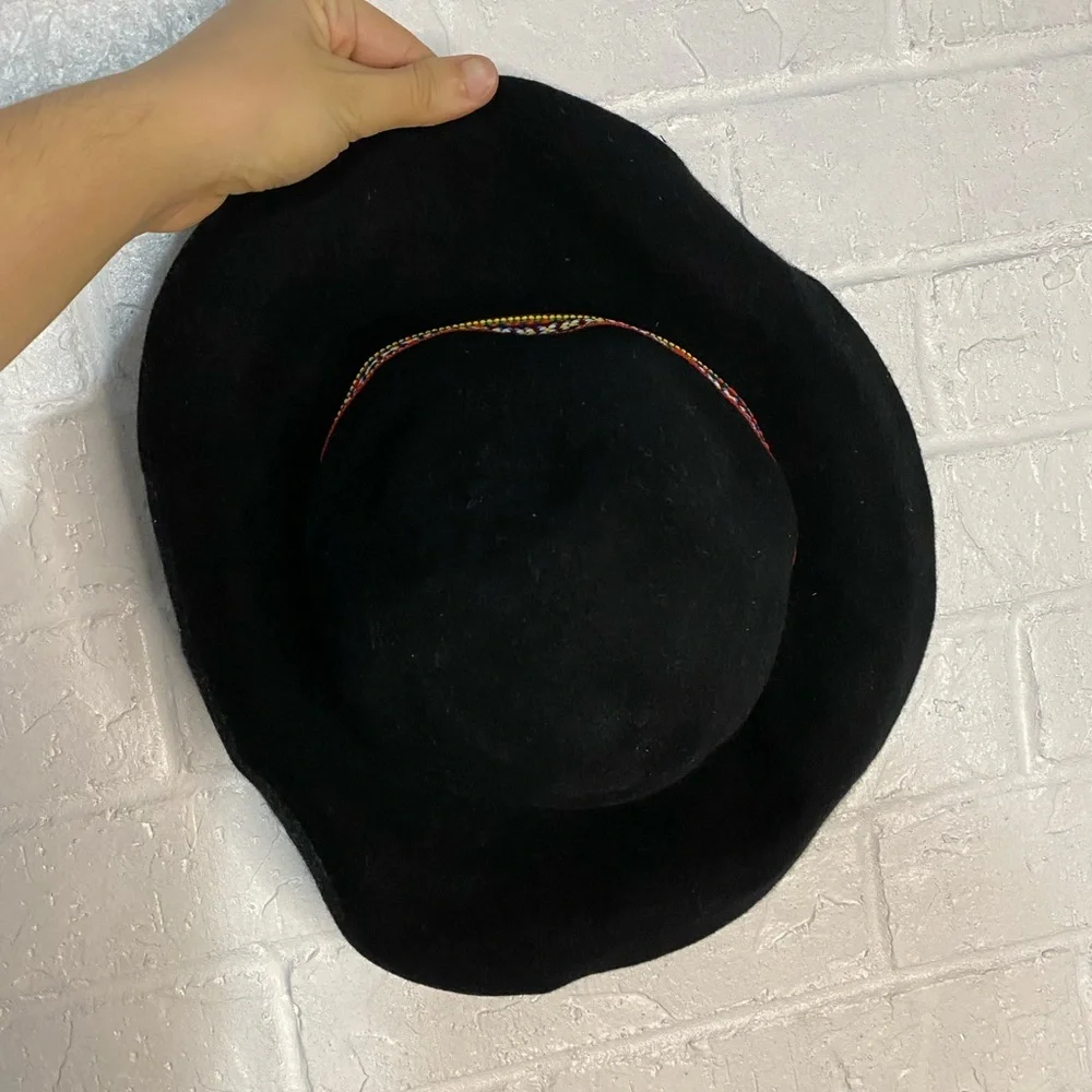 World Market Black 100% Wool Floppy Hat